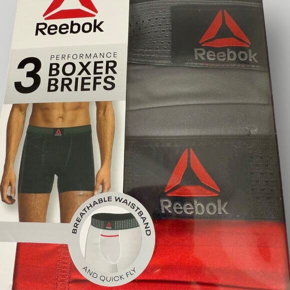 Reebok 3 Pack Featherweight Performance Boxer Briefs 6" Inseam Underwear Size S - Picture 4 of 8